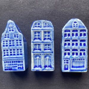 Vintage Hand Painted Delfts Blue Holland Canal Houses